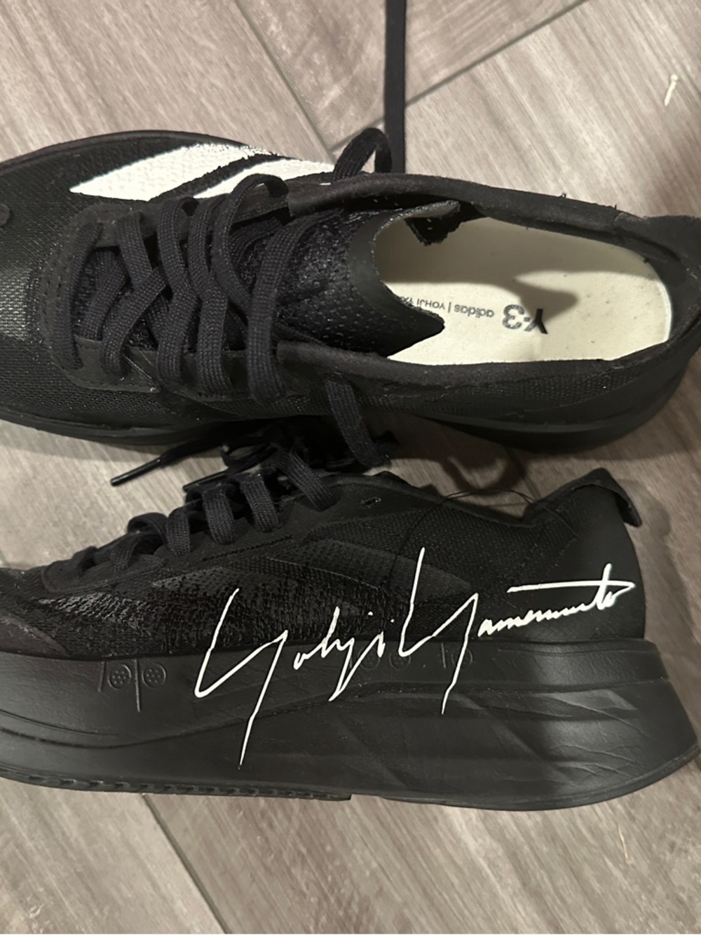 Y-3 Black and White Signature Lace-Up Sneaker